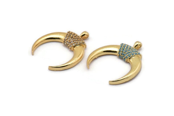 Gold Moon Charms, Gold Plated Brass Crescent Moon Charm With 1 Loop, Pendants, Earring Findings (28x25mm) SY0120