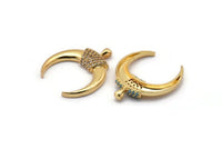 Gold Moon Charms, Gold Plated Brass Crescent Moon Charm With 1 Loop, Pendants, Earring Findings (28x25mm) SY0120