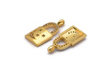 Gold Lock Charms, 4 Gold Plated Brass Lock Shaped Charms With 1 Loop, Pendants, Earring Findings (21x10mm) SY0092