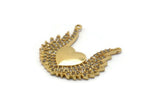 Gold Heart Charms, Gold Plated Brass Angel Winged Heart Charms With 2 Loops, Pendants, Earring Findings (22x22mm) SY0167