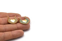 Gold Heart Charms, Gold Plated Brass Angel Winged Heart Charms With 2 Loops, Pendants, Earring Findings (22x22mm) SY0167