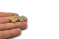Gold Clover Charms, Gold Plated Brass Four Leaf Clover Charm With 1 Loop, Pendants, Earring Findings (24x17mm) SY0094