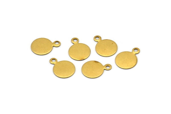 8mm Round Tag, 300 Raw Brass Cabochon Tags, Stamping Tags With 1 Loop (8mm) Brs 94 A0218