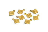 Brass Square Charm, 50 Raw Brass Square Charms (7mm) Brs 8-9 A0382