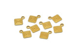 Brass Square Charm, 50 Raw Brass Square Charms (7mm) Brs 8-9 A0382