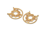 Gold Textured Pendant, 1 Gold Plated Brass Textured Pendants With 2 Loops, Charms, Findings, Earrings (34x1mm) BS 2065 Q0171