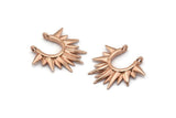 Rose Gold Sunny Pendant, 2 Rose Gold Plated Brass Sunny Ethnic Pendants With 2 Loops, Findings, Charms (24x24x2.5mm) BS 2054 Q555