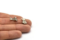 Silver Butterfly Stopper, 25 Antique Silver Plated Brass Flower Earring Back Stopper, Earring Stud Back Stoppers (16x9mm) D1058
