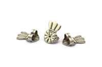 Silver Crown Stopper, 24 Antique Silver Plated Brass Crown Earring Back Stopper, Earring Stud Back Stoppers (14x10mm) D1102