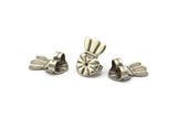 Silver Crown Stopper, 24 Antique Silver Plated Brass Crown Earring Back Stopper, Earring Stud Back Stoppers (14x10mm) D1102
