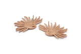 Rose Gold Sun Earring, 2 Rose Gold Plated Brass Sunshine Stud Earrings - Pad Size 8mm N0802 Q0805