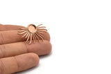 Rose Gold Sun Earring, 2 Rose Gold Plated Brass Sunshine Stud Earrings - Pad Size 8mm N0802 Q0805