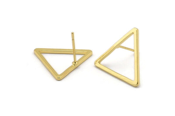 Gold Triangle Earring, 4 Gold Plated Brass Triangle Stud Earrings (20mm) D0109 A1142 Q1013