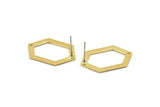 Brass Hexagon Earrings, 6 Raw Brass Hexagon Stud Earrings With 1 Hole (26.5x19x1mm) E018 A1266
