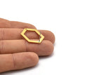 Brass Hexagon Earrings, 6 Raw Brass Hexagon Stud Earrings With 1 Hole (26.5x19x1mm) E018 A1266