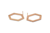 Rose Gold Hexagon Earrings, 2 Rose Gold Plated Brass Hexagon Stud Earrings With 1 Hole (26.5x19x1mm) E018 A1266