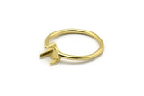 Claw Ring Setting, 6 Raw Brass 3 Claw Ring Blanks For Stones N1956