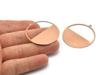 Rose Gold Circle Charm, 2 Rose Gold Plated Brass Circle Charms With 1 Loop, Pendants, Earrings, Findings (41x38x0.6mm) M02055