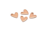Rose Gold Heart Charm, 12 Rose Gold Plated Brass Heart Charms With 1 Hole (8x1mm) M02172 Q0065