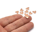 Rose Gold Heart Charm, 12 Rose Gold Plated Brass Heart Charms With 1 Hole (8x1mm) M02172 Q0065