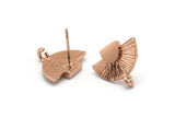 Rose Gold Earring Posts, 4 Rose Gold Plated Brass Semi Circle Earring Stud, Earring Charms With 1 Loop (16x10mm) N0796 Q0789
