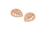Rose Gold Leaf Charm, 12 Rose Gold Plated Brass Leaf Charms With 1 Hole, Earrings, Findings (14x11x0.80mm) D1073 Q0857