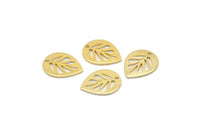 Gold Leaf Charm, 12 Gold Plated Brass Leaf Charms With 1 Hole, Earrings, Findings (14x11x0.80mm) D1073 Q0857