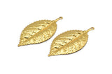 Altın Yapraklı Charm, 1 Halkalı 2 Altın Kaplama Pirinç Yapraklı Kolye, Charmlar, Bulgular (60x30mm) A0496 Q0271