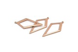 Rose Gold Diamond Charm, 10 Rose Gold Plated Brass Rhombus Charms With 1 Loop, Earrings, Findings (28x13x0,80mm) D855 Q0800
