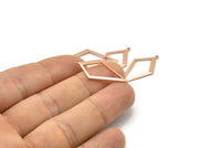 Rose Gold Diamond Charm, 10 Rose Gold Plated Brass Rhombus Charms With 1 Loop, Earrings, Findings (28x13x0,80mm) D855 Q0800