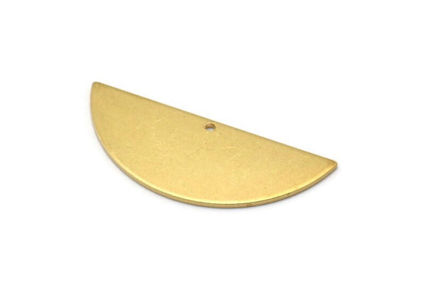 Brass Half Moon, 8 Raw Brass Semi Circle Blanks With 1 Hole, Charms, Earrings, Pendants (39x15x1mm) D0836