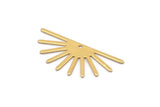 Gold Sun Charm, 4 Gold Plated Brass Sun Charms With 1 Hole (32x14x0.60mm) M02070