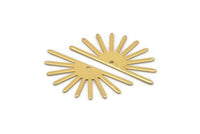Gold Sun Charm, 4 Gold Plated Brass Sun Charms With 1 Hole (32x14x0.60mm) M02070