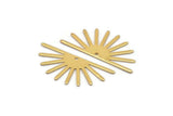 Gold Sun Charm, 4 Gold Plated Brass Sun Charms With 1 Hole (32x14x0.60mm) M02070