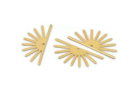 Gold Sun Charm, 4 Gold Plated Brass Sun Charms With 1 Hole (32x14x0.60mm) M02070
