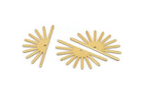 Gold Sun Charm, 4 Gold Plated Brass Sun Charms With 1 Hole (32x14x0.60mm) M02070