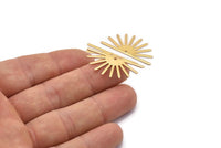 Gold Sun Charm, 4 Gold Plated Brass Sun Charms With 1 Hole (32x14x0.60mm) M02070