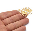 Gold Sun Charm, 4 Gold Plated Brass Sun Charms With 1 Hole (32x14x0.60mm) M02070