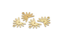 Gold Sun Charm, 6 Textured Gold Plated Brass Sun Charms With 1 Loop And 1 Hole (13x15x0.80mm) M02261 H0919