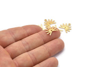 Gold Sun Charm, 6 Textured Gold Plated Brass Sun Charms With 1 Loop And 1 Hole (13x15x0.80mm) M02261 H0919