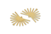 Gold Sun Charm, 4 Gold Plated Brass Sun Charms With 2 Loops (22x30x0.80mm) M02274