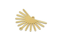 Gold Sun Charm, 4 Gold Plated Brass Sun Charms With 2 Loops (22x30x0.80mm) M02274