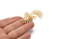 Gold Sun Charm, 4 Gold Plated Brass Sun Charms With 1 Hole (20x30x0.80mm) M02270