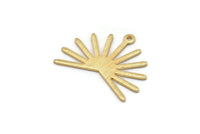 Gold Sun Charm, 4 Textured Gold Plated Brass Sun Charms With 1 Loop (20x25x0.80mm) M02292