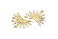 Gold Sun Charm, 4 Textured Gold Plated Brass Sun Charms With 1 Loop And 1 Hole (20x25x0.80mm) M02298