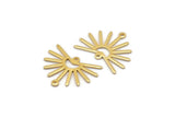 Gold Sun Charm, 4 Gold Plated Brass Sun Charms With 2 Loops (20x25x0.80mm) M02300