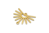 Gold Sun Charm, 4 Gold Plated Brass Sun Charms With 2 Loops (20x25x0.80mm) M02300