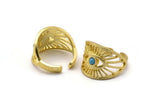 Brass Eye Ring, 2 Raw Brass Eye Ring With 1 Stone Settings - Pad Size 3mm N1949