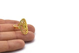 Brass Royal Ring, Raw Brass Royal Rings With 1 Stone Settings - Pad Size 5x3mm N1954