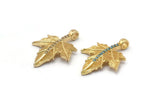 Gold Leaf Charm, 4 Gold Plated Brass Plane Tree Leaf Charms With 1 Loop, Pendants, Earring Findings (26x20mm) SY0147